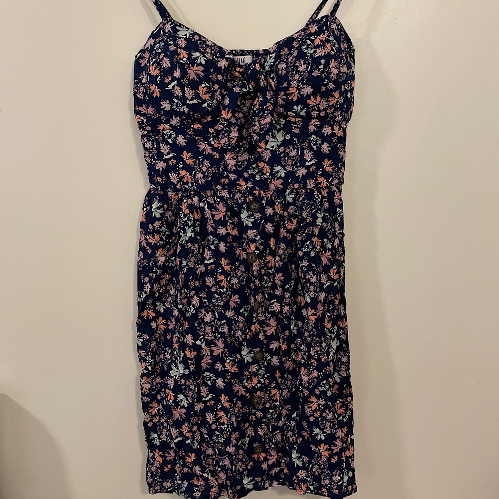 Floral Blue Womens Medium Knee Length Casual Dress